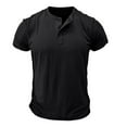 thumbnail image 2 of Mens Henley T-shirts Cotton Short Sleeve Shirts Solid Color Casual Slim Fit Summer Tops for Everyday Wear, 2 of 9