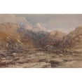 thumbnail image 2 of David Cox 18x13 Gold Ornate Wood Frame and Double Matted Museum Art Print Titled - River Landscape in Wales (ca. 1850), 2 of 4