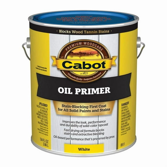 Cabot Creamery Oil Primer Low VOC White - Solvent-Based, Quick Drying - 1 gal