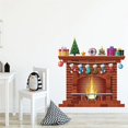 thumbnail image 3 of Pegatina de pared de chimenea de Navidad, papel tapiz de vinilo pelar y pegar para sala de estar, decoración de dormitorio, calcomanía de Papá Noel DIY, Mural de decoración de Navidad, 3 of 4