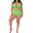 thumbnail image 3 of Agnes Orinda Women's Plus Size 2 Piece Swimsuits Tie High Waisted Ruffle Tummy Control Bathing Suits Swimwear 3X Green, 3 of 6