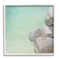 Stupell Industries Ocean Rocks on Shore Nature Photography White Framed Art Print Wall Art, 17 x 17
