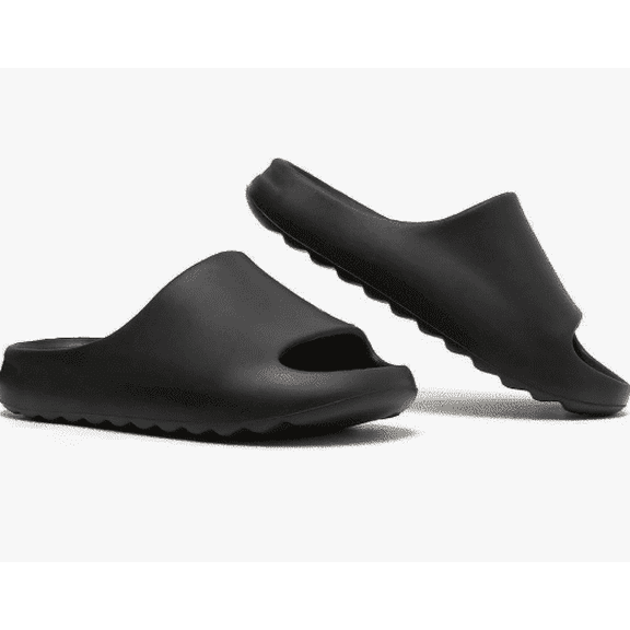 Honglvdeng Unisex Non-Slip Quick Drying Platform Slides Wide Open Toe Black, 8 Women/7 Men