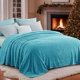 thumbnail image 6 of Aisbo Brushed Flannel Blanket Teal Throw, Super Soft and Cozy Blankets All Season Use, 6 of 10