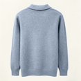 thumbnail image 6 of Men’s Long Sleeve Sweater Open V‑Neck Half Placket Textured Cable Knit Pullover Casual Relaxed Fit Collared Top, 6 of 8