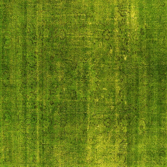 Ahgly Company Machine Washable Indoor Square Oriental Yellow Industrial Area Rugs, 6' Square