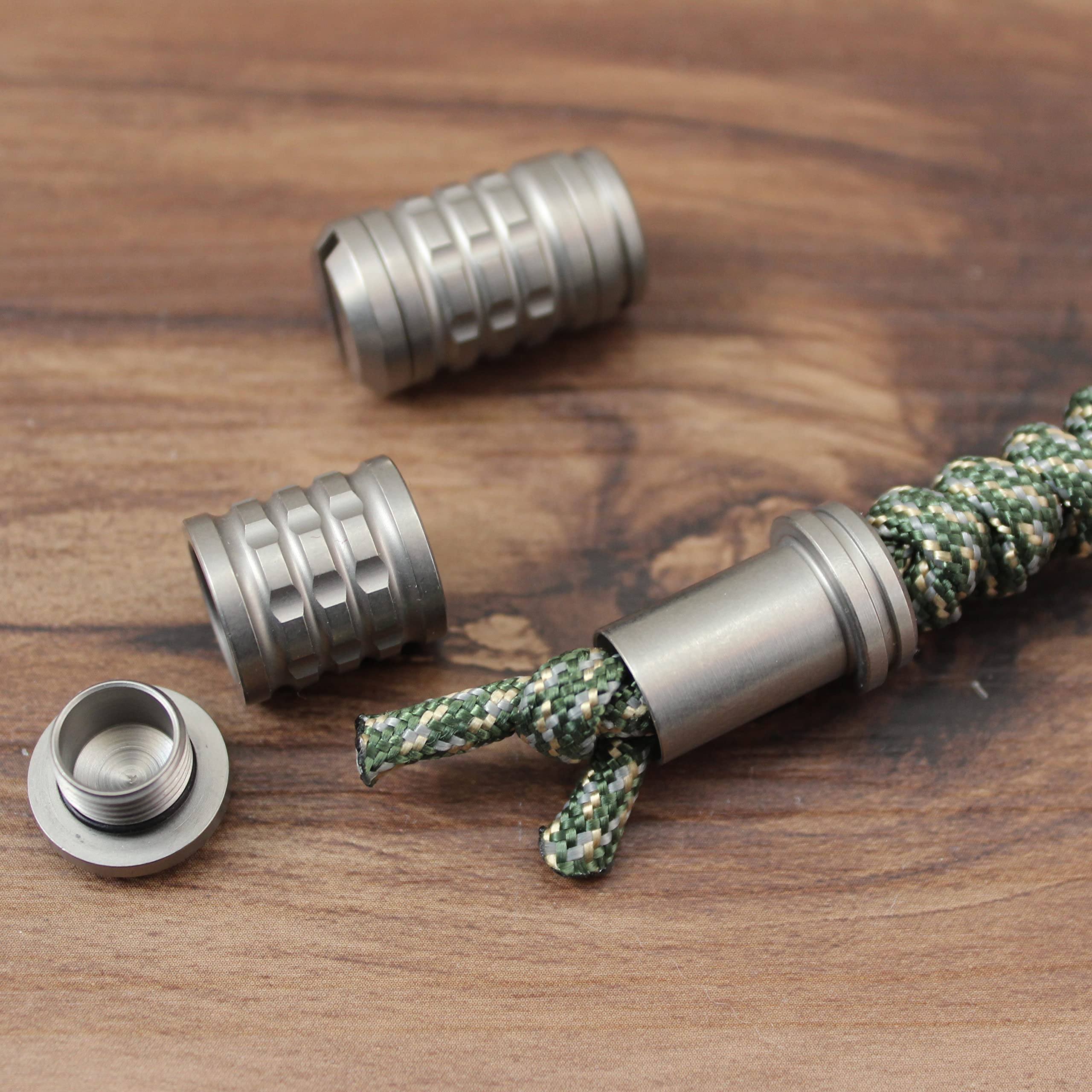 Titanium Paracord Bead - EDC Necklace Bead Stopper, Style 2, 25mm, For Zippers, Knives, Keyrings