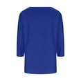 thumbnail image 4 of Royisotas Casual Women's Plus Size Tops Three Quarter Sleeve Solid Color Summer Dark Blue Womens T Shirts Fashion Loose V-Neck Shirts, 4 of 6