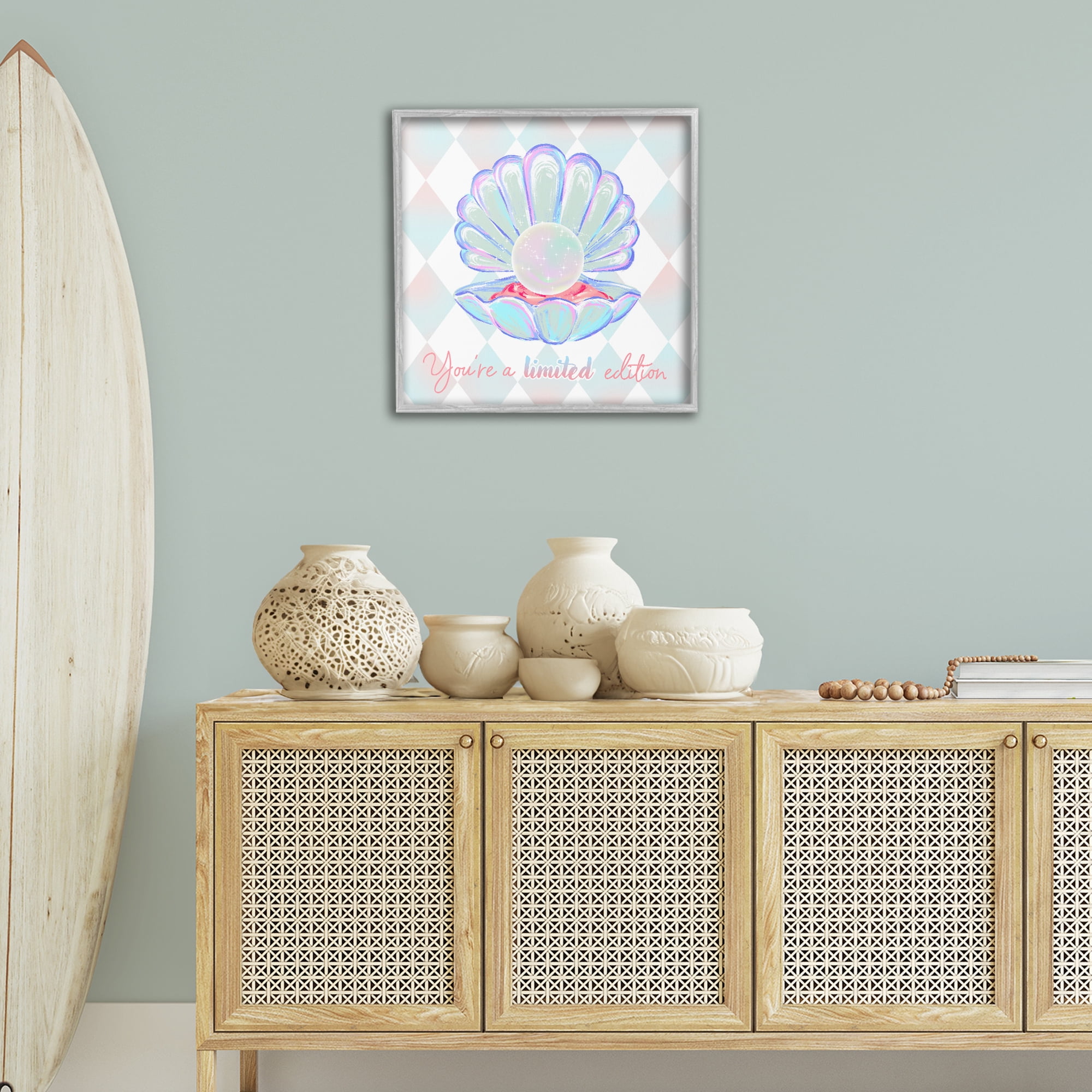Stupell Industries Limited Edition Pearl Typography Painting Gray Framed Art Print Wall Art, 24 x 24