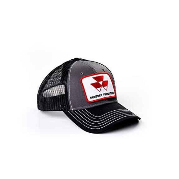 J&D Productions, Inc. Massey Ferguson Tractor Hat, Gray with Black Mesh Back