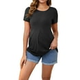 thumbnail image 2 of INSPIRAR CHIC Blusa de Maternidad de Manga Corta con Cuello Redondo Diseño Arrugado Camiseta de Maternidad con Cintura en Capas Negra Talla X-Large, 2 of 6