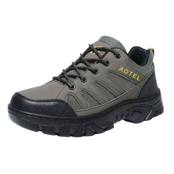 NOKIO Men's Hiking Shoes Wate𝗋proof Non-S𝗅ip Outdoor Sneakers Breathable Wide Width Sport Shoes Mid Top 𝖫a𝖼e Up Athlet𝗂c Shoes for Camping Climbing Backpacking Running for Back to College