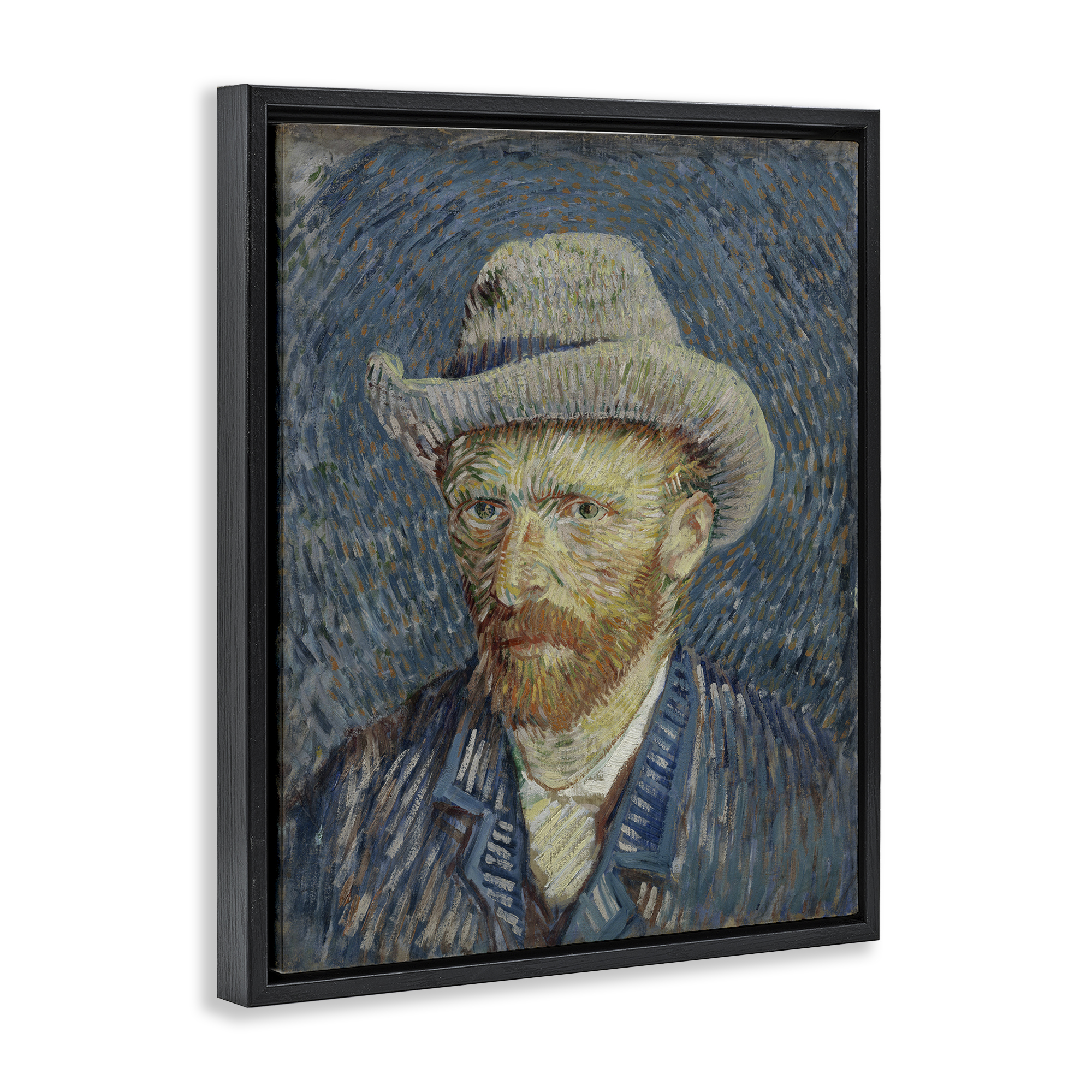 Stupell Industries Van Gogh Portrait with Hat People Painting Black Floater Framed Canvas Art Print Wall Art, 17 x 21