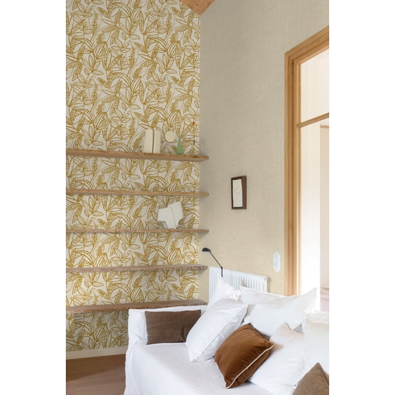 Pearl Bush All-over Branches/Leaves  Print Non Woven Non-Pasted Textured Wallpaper 57 Sq. Ft.