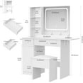thumbnail image 2 of Yiwa White Vanity Desk with LED Lights & Charging Station – Makeup Table with Mirror, Drawers, Storage Stool & Power Outlets, Dressing Table for Bedroom, 2 of 8