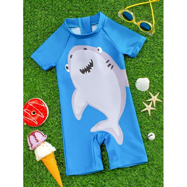 Baby Boy Cartoon Shark Zip Front One Piece Swimsuit 80 Multicolor Cute F042d Walmart Com