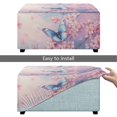 thumbnail image 5 of Xoenoiee Cherry Blossom Butterfly Print Jacquard Ottoman Cover Slipcovers Folding Storage Stool Furniture Protector Cover Soft Thick Rectangle Foot Rest Slipcover with Elastic Bottom, L, 5 of 7