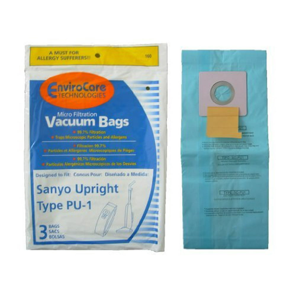 3 Sanyo Type PU1 Microfiltration Upright Vacuum Cleaner Bags Walmart