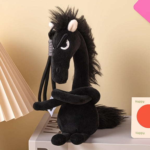 Black Plush Horse Keychain Backpack Pendant Decoration Year of The Horse New Year's Gifts for Boys and Girls 1pcs