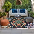 thumbnail image 2 of Vintage Flower Outdoor Rug for Patio/Deck/Porch, Non-Slip Large Area Rug 5 x 8 Ft, Boho Abstract Colorful Ethnic Floral Indoor Outdoor Rugs Washable Area Rugs, Reversible Camping Rug Carpet Runner, 2 of 8