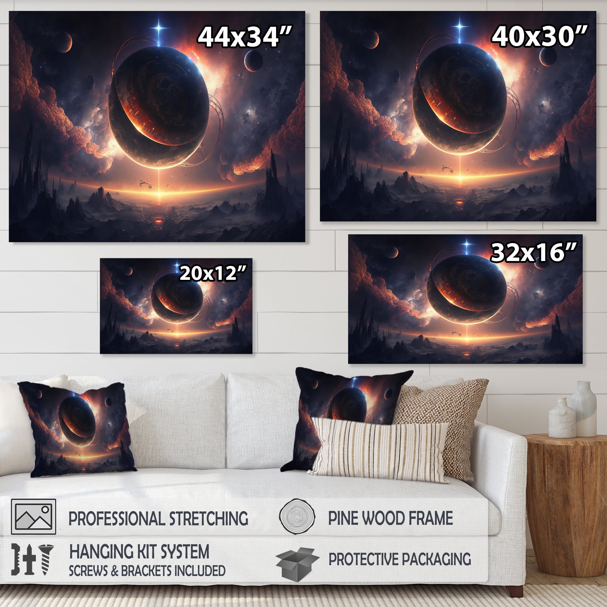 Designart Deep Planet Eclipse I Canvas Wall Art