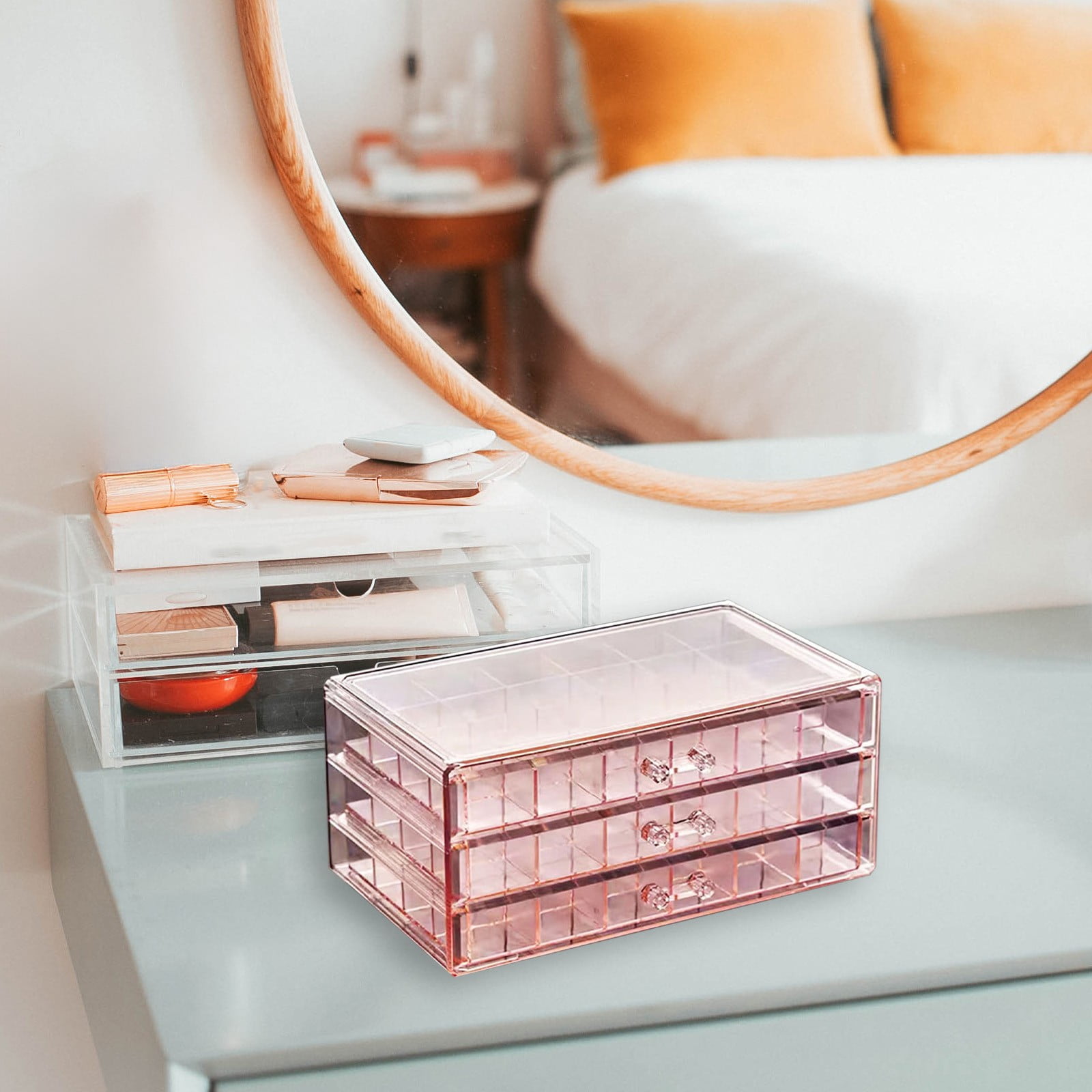 Jewelry Organizers and Storage QTOCIO Jewellery Storage Box Transparent Multi-layer Large Capacity Ring Earring Necklace Bracelet Home Drawer Jewellery Box