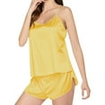 thumbnail image 6 of WCJM Women's 4 Piece Silk Satin Pajama Set V Neck Sleeveless Cami Tops and Shorts Lounge Set pajamas for women set summer(M), 6 of 6