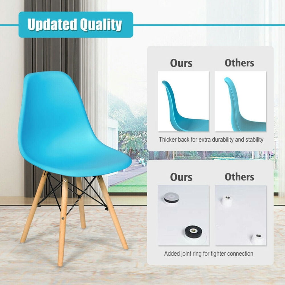 Demi Bonn Set of 2 Mid-Century Dining Chairs, Modern DSW Dining Side Chair, Blue