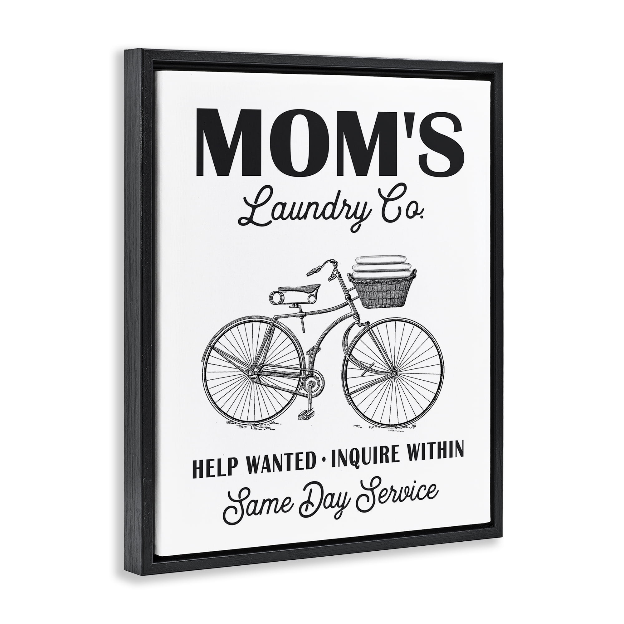 Stupell Industries Mom's Laundry Co Typography Painting Black Floater Framed Art Print Wall Art, 25 x 31