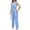 Light Blue, variant on Women's 2 Piece Outfit Crew Neck Set Fashion Sexy Back Beltless Sleeveless Blouse and Wide Leg Pants Set Light Blue M