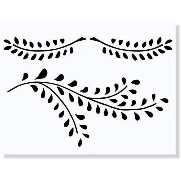 Laurel Leaf Branches Set of 3 Vinyl Decals Art Wall Sticker Home Décor Black