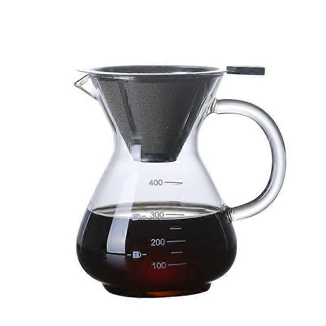 Pour Over Coffee Maker, Manual Coffee Filter, Pour Over Coffee Maker Cup 400ml, Pour Over Coffee Maker, Borosilicate Glass Carafe, Manual Pour-Over C