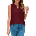 thumbnail image 2 of Tank Top for Women Loose Fit Sleeveless V Neck Camisole Dressy Casual Eyelet Summer Flowy Vest Blouse Wine Red XL, 2 of 5