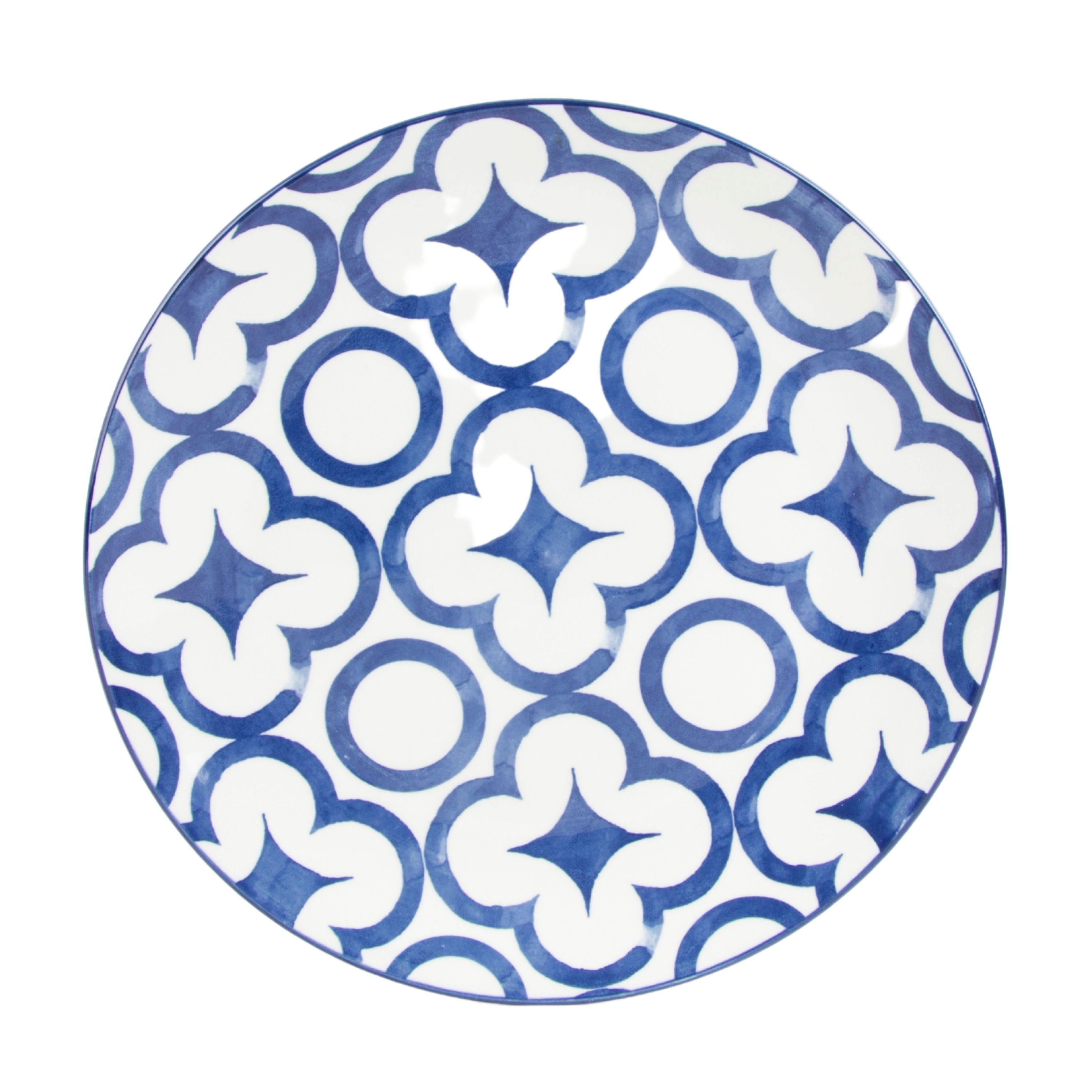 Mainstays Blue Rim Mixed White and Blue 10.5" Coupe Dinner Plates, Set of 4 - image 2 of 8