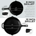 thumbnail image 4 of Cuisinel Cast Iron Skillet with Lid Set of 2 Kitchen Cookware Pre-Seasoned 8” and 12", 4 of 10