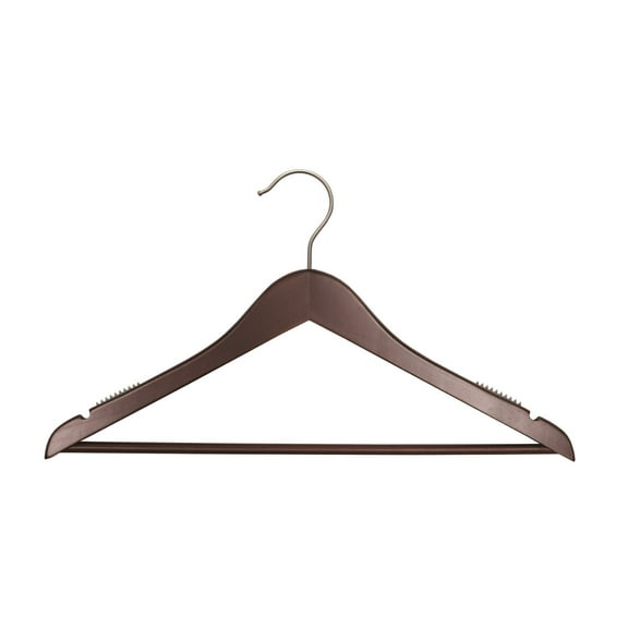 NAHANCO Wooden Suit Hanger with Bar, 17" - Low Gloss Mahogany, 100/CTN