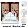 thumbnail image 5 of Swag Curtains Valances for Windows, Red Black Plaid Christmas Short Kitchen Window Curtains Over Sink, Snowflake Snowman Cafe Curtain Panel Set Of 2,Rod Pocket, 45 Inches Length Vintage Wood Texture, 5 of 8