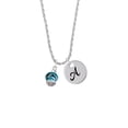 thumbnail image 2 of Delight Jewelry Silvertone Wide Hot Blue Zebra Print Band Spinner Silvertone Script Initial Disc - A - Charm Necklace, 20"+3", 2 of 4