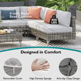 thumbnail image 3 of 8-Piece Patio Furniture Set with 43" Fire Pit Table, Wicker Rattan Patio Conversation Sets with Coffee Table, 4" Thickened Cushions & Waterproof Covers, 60000 BTU for Garden, Grey, 3 of 9