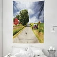 thumbnail image 1 of Rural Tapestry, Farmhouse on the Country Road with Barn and Tractor on Side in Stormy Day Picture, Wall Hanging for Bedroom Living Room Dorm Decor, 60W X 80L Inches, Multicolor, by Ambesonne, 1 of 2