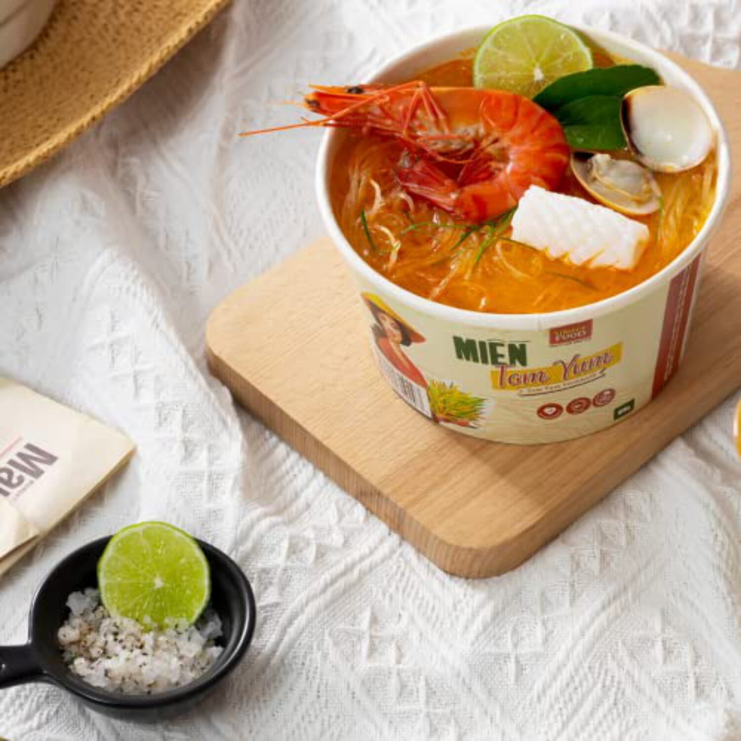 Instant Tom Yum Glass Noodle (9 Bowls/Box): $1.99 per Bowl (55g), Fork Included by Simply Food