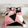 thumbnail image 2 of Homewish Abstract Geometric Triangle Full Size Comforter Sets,Patchwork Checkered Bedding Comforter Set,Pink White Black Bedding Sets For Kids,Luxury Bedroom Decor Reversible,3-Piece, 2 of 8
