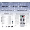 thumbnail image 2 of Yorbay Fairy Curtain String Lights, 9.8 x 9.8 ft Curtain of String Lights with Remote Control, 300 LED Indoor Outdoor Decorative Christmas Twinkle Lights for Bedroom, Patio, Party Wedding(White), 2 of 9