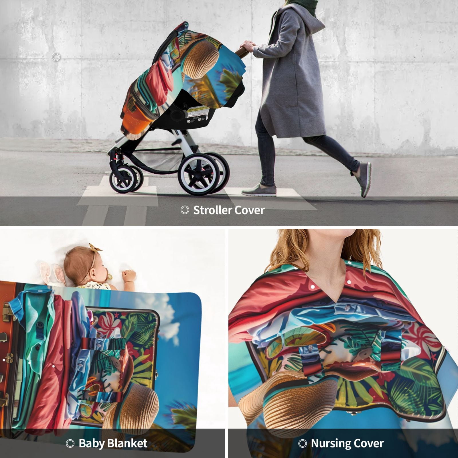 Car Seat Cover Baby - Tropical Vacation Essentials Breathable Infant Car Seat Cover for Baby Carseat, Lightweight Comfort Baby Essentials Must Haves Newborn Stuff for Girl Boy