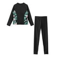 thumbnail image 3 of Alvivi Kids Girls Long Sleeve Rashguard Swimsuit 2Pcs Rash Shirts Tops with Swim Pants Legging Set Black 6, 3 of 7