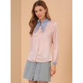 thumbnail image 3 of INSPIRE CHIC Camisa de manga larga con botones y cuello en punta para mujer Rosa XS, 3 of 6