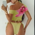 thumbnail image 4 of ZACPNCV Womens 3 Piece Floral Print Bikini Set Short Sleeve Cover Up Triangle Top High Waisted Bottom Swimsuit for Beach Pool Party Summer Vacation, 4 of 8