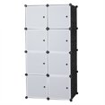 thumbnail image 6 of Tcbosik 8-Cube Storage Organizer with Hanging Rod and Doors, DIY Plastic Modular Bookshelf, Multifunctional Closet Cabinet for Bedroom, Living Room, Space Saving, Black & White, 6 of 8
