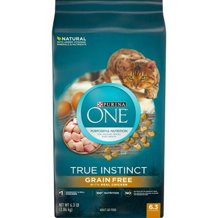 Purina One Grain Free High Protein True Instinct with Real Chicken Dry Cat Food, 6.3 lb