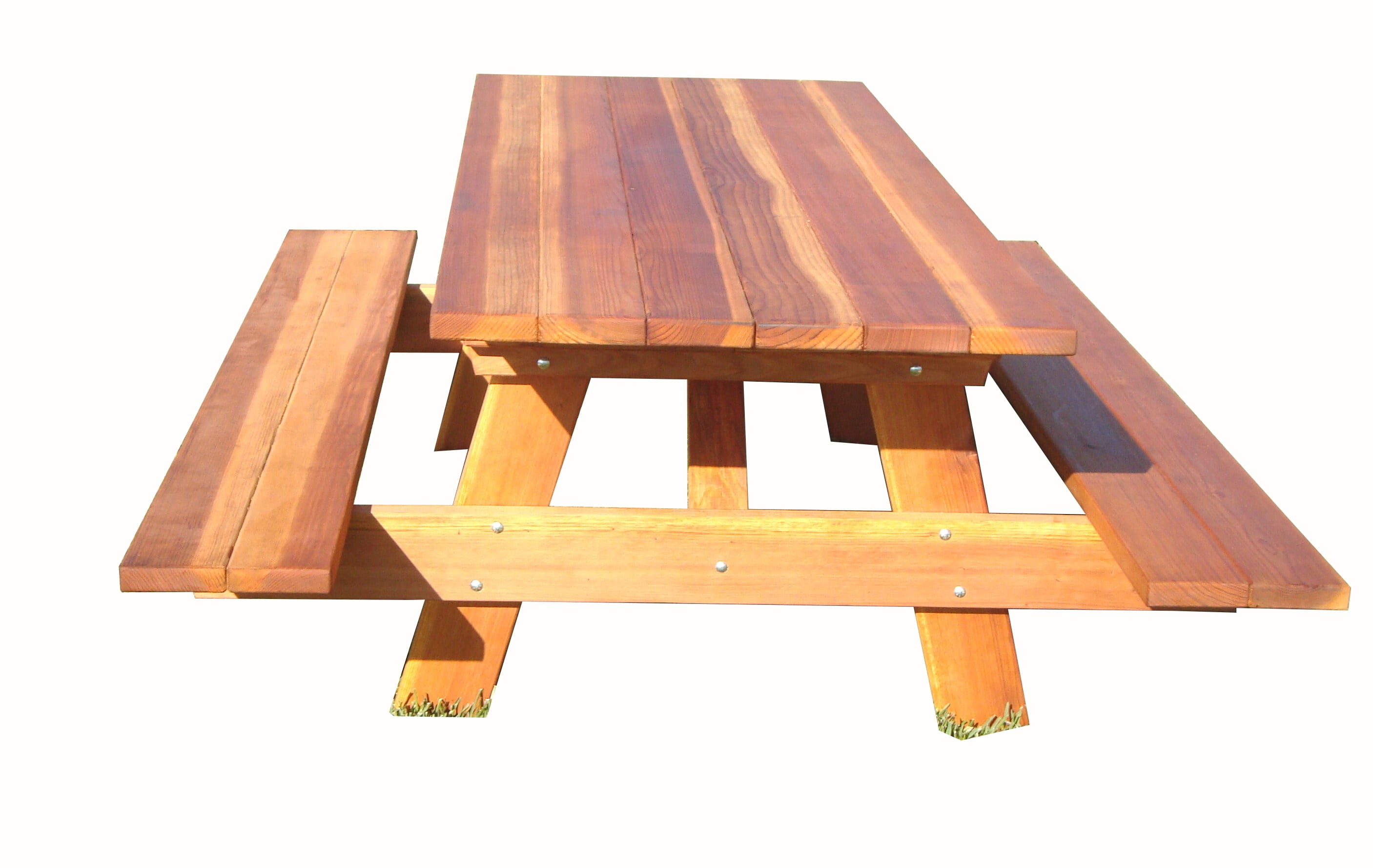 Redwood stained 6 foot Picnic Table with two 6 ft Benches 